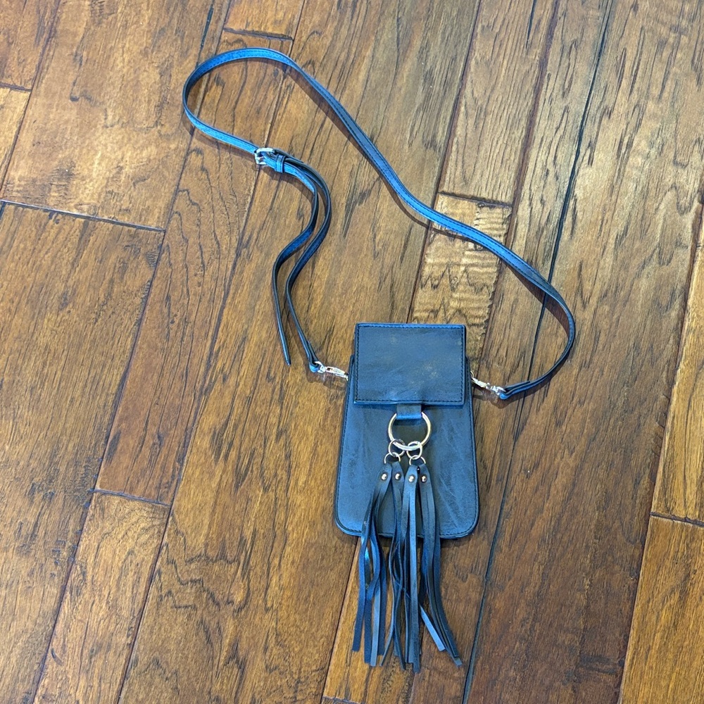 Stylish Charcoal Gray Fringe Crossbody Bag